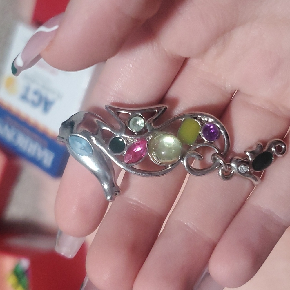 seahorse rainbow jeweled brooch